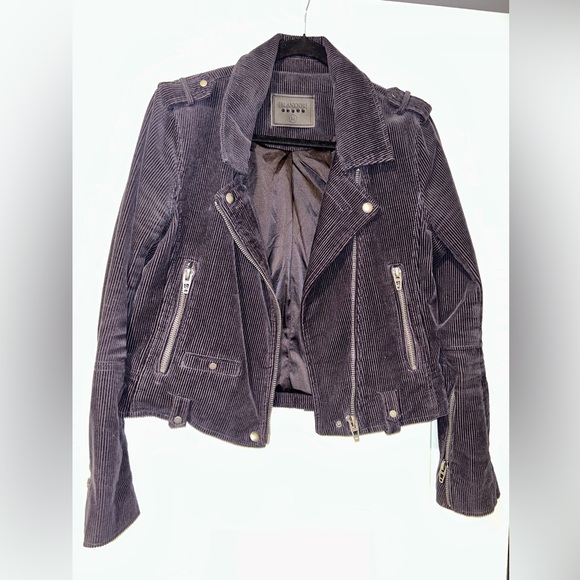 Blank NYC Black/Navy Corduroy Cropped Moto Jacket - Picture 5 of 16